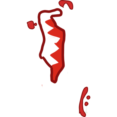 the country of Bahrain. The little islands are red. The mainland is half white half red with a zigzag sort of pattern